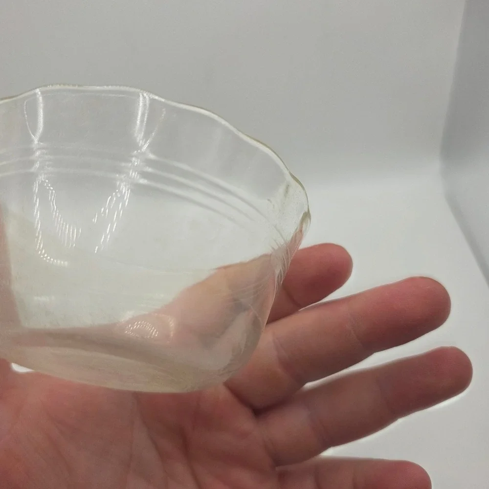 Vintage Pyrex Clear Glass Oval Baker and Scalloped Custard Cup Set 2 Piece